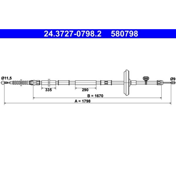 ATE 24.3727-0798.2 Seilzug, Feststellbremse ATE 24.3727-0798.2 Seilzug, Feststellbremse