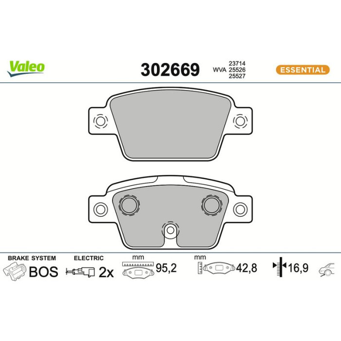 Valeo 302669 Bremsbelagsatz, Scheibenbremse ESSENTIAL Valeo 302669 Bremsbelagsatz, Scheibenbremse ESSENTIAL