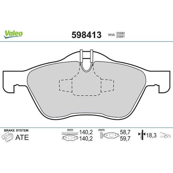Valeo 598413 Bremsbelagsatz, Scheibenbremse