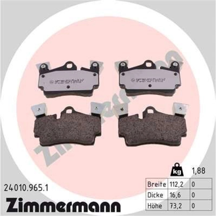 Zimmermann 24010.965.1 Bremsbelagsatz, Scheibenbremse rd:z Zimmermann 24010.965.1 Bremsbelagsatz, Scheibenbremse rd:z