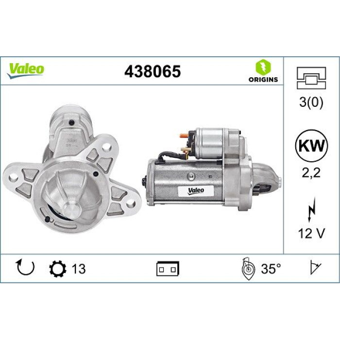 Valeo 438065 Starter ORIGINS - NEW O.E. TECHNOLOGIE Valeo 438065 Starter ORIGINS - NEW O.E. TECHNOLOGIE