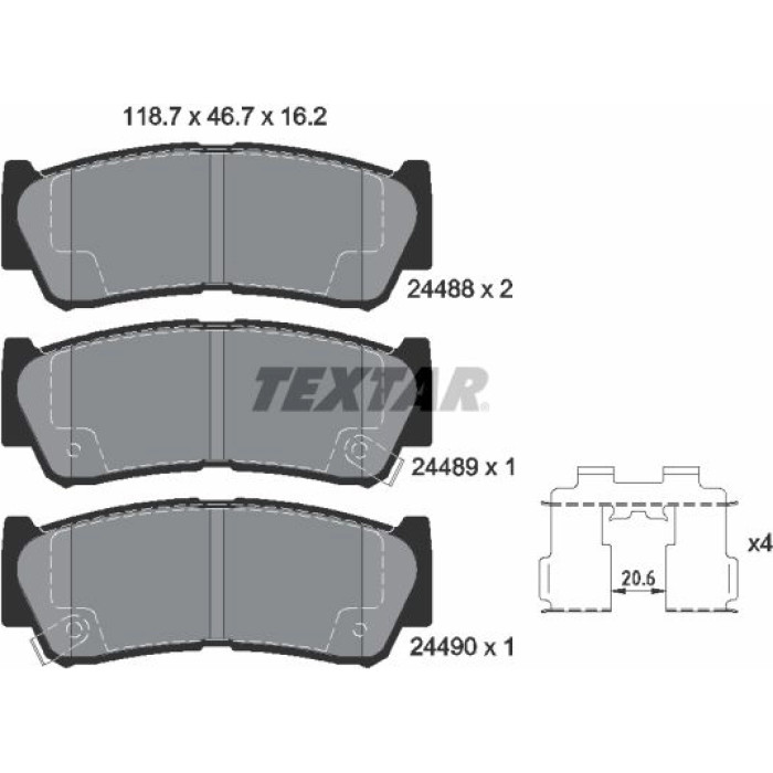 Textar 2448801 Bremsbelagsatz, Scheibenbremse Q+