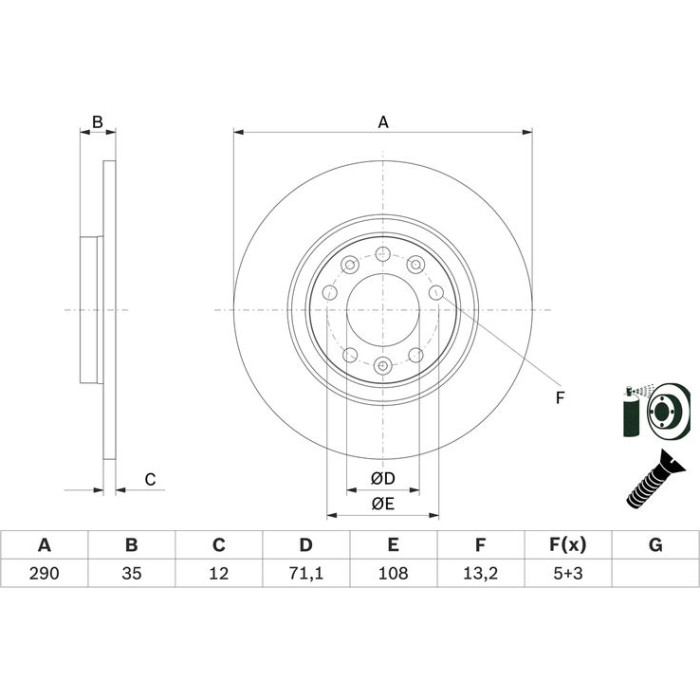 BOSCH 0 986 479 F52 Bremsscheibe