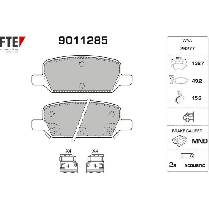 FTE 9011285 Bremsbelagsatz, Scheibenbremse