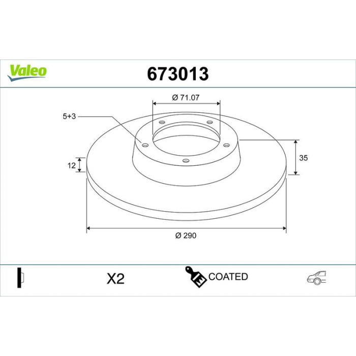 Valeo 673013 Bremsscheibe COATED Valeo 673013 Bremsscheibe COATED