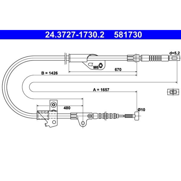 ATE 24.3727-1730.2 Seilzug, Feststellbremse ATE 24.3727-1730.2 Seilzug, Feststellbremse