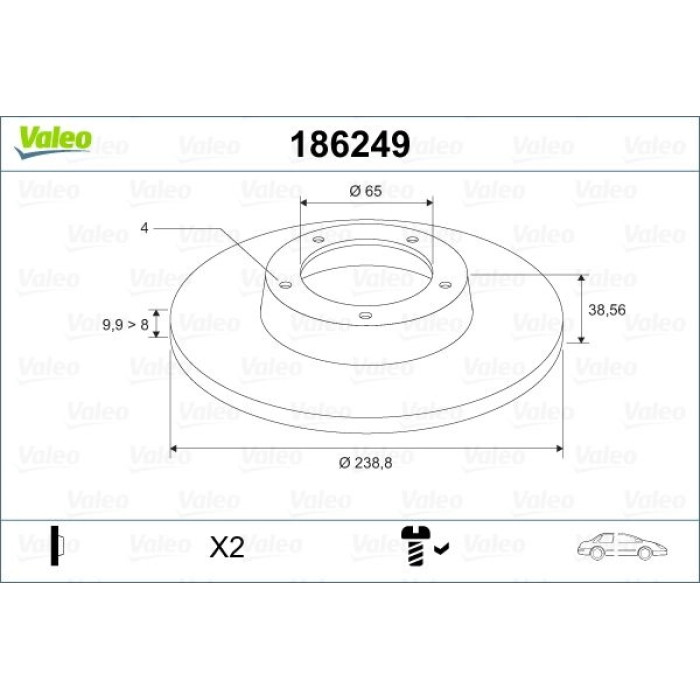 Valeo 186249 Bremsscheibe Valeo 186249 Bremsscheibe