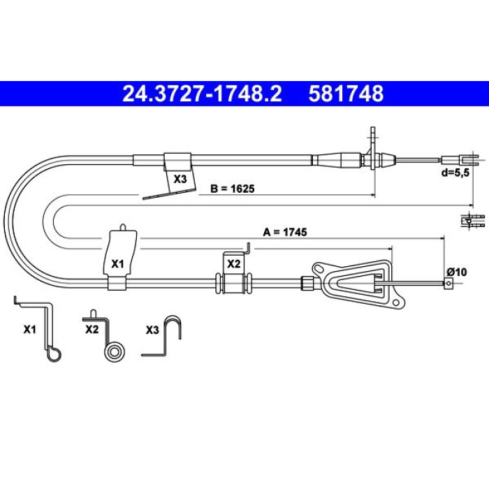 ATE 24.3727-1748.2 Seilzug, Feststellbremse ATE 24.3727-1748.2 Seilzug, Feststellbremse