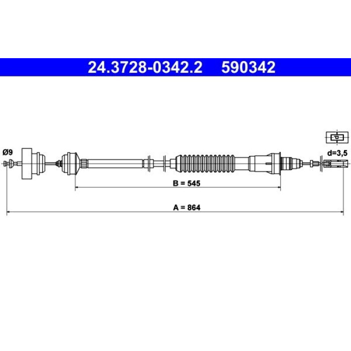 ATE 24.3728-0342.2 Seilzug, Kupplungsbetätigung ATE 24.3728-0342.2 Seilzug, Kupplungsbetätigung