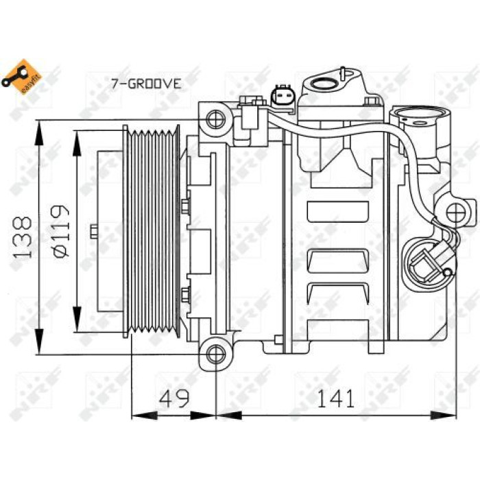 NRF EASY FIT 32215 Klimakompressor 7SEU17C mit Dichtring NRF EASY FIT 32215 Klimakompressor 7SEU17C mit Dichtring