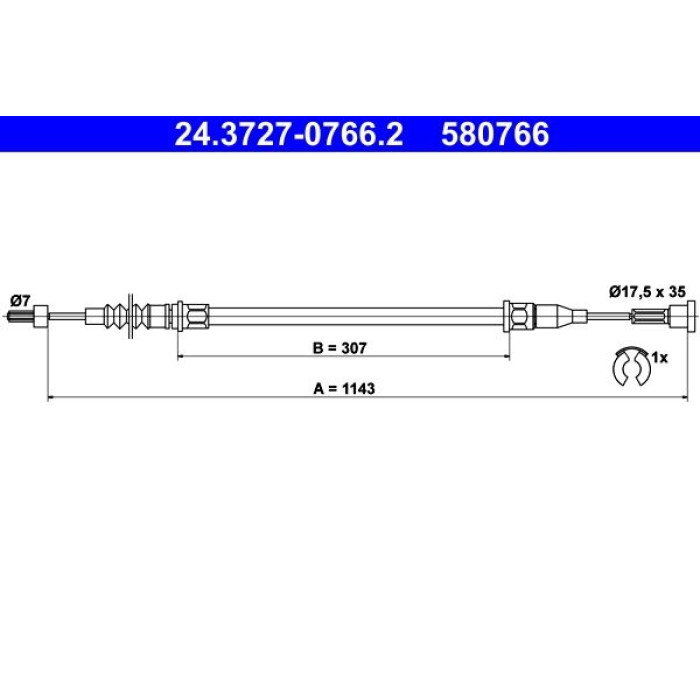 ATE 24.3727-0766.2 Seilzug, Feststellbremse ATE 24.3727-0766.2 Seilzug, Feststellbremse