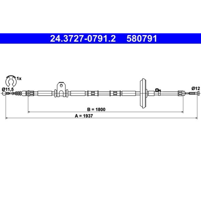 2x ATE 24.3727-0791.2 Seilzug, Feststellbremse 2 x 2x ATE 24.3727-0791.2 Seilzug, Feststellbremse 2 x