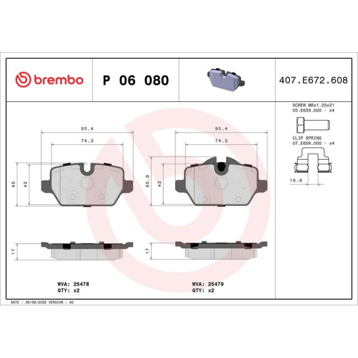 Brembo P 06 080 Bremsbelagsatz, Scheibenbremse PRIME LINE Brembo P 06 080 Bremsbelagsatz, Scheibenbremse PRIME LINE