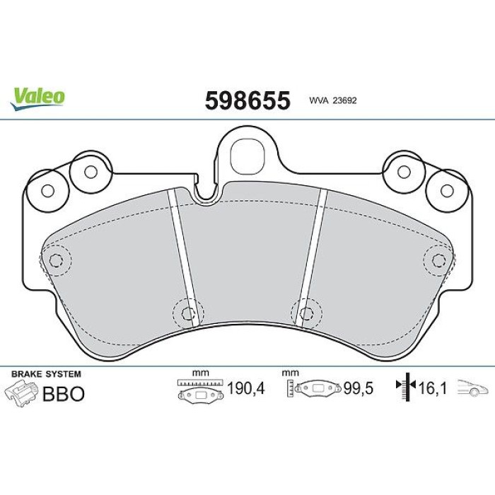 Valeo 598655 Bremsbelagsatz, Scheibenbremse Valeo 598655 Bremsbelagsatz, Scheibenbremse