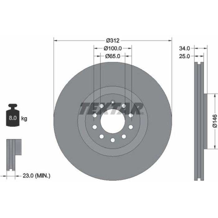 Textar 92098505 Bremsscheibe PRO+ Textar 92098505 Bremsscheibe PRO+