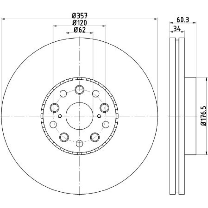 Hella 8DD 355 116-911 Bremsscheibe PRO
