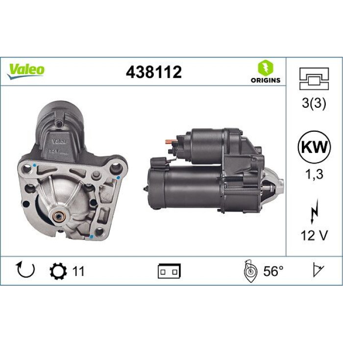 Valeo 438112 Starter ORIGINS - NEW O.E. TECHNOLOGIE Valeo 438112 Starter ORIGINS - NEW O.E. TECHNOLOGIE