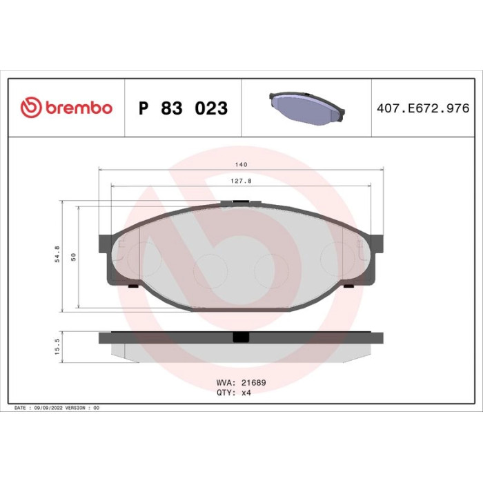 Brembo P 83 023 Bremsbelagsatz, Scheibenbremse PRIME LINE