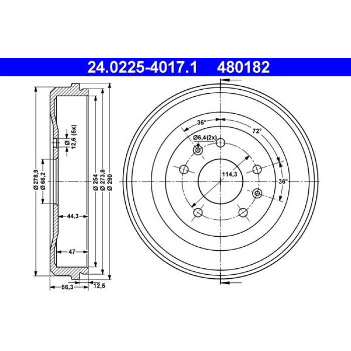 ATE 24.0225-4017.1 Bremstrommel ATE 24.0225-4017.1 Bremstrommel