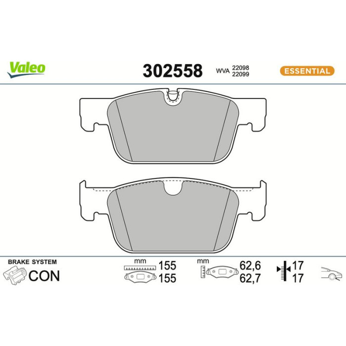 Valeo 302558 Bremsbelagsatz, Scheibenbremse ESSENTIAL Valeo 302558 Bremsbelagsatz, Scheibenbremse ESSENTIAL