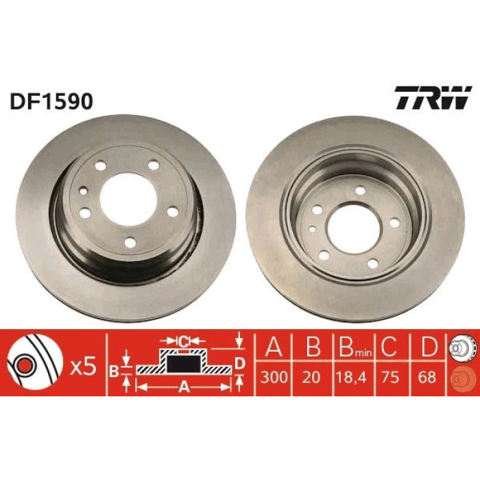 TRW DF1590 Bremsscheibe TRW DF1590 Bremsscheibe