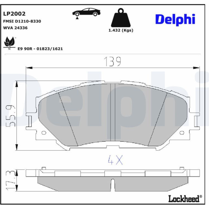Delphi LP2002 Bremsbelagsatz, Scheibenbremse Delphi LP2002 Bremsbelagsatz, Scheibenbremse