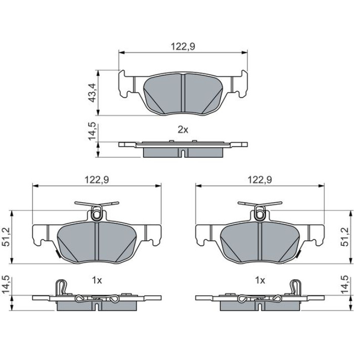 BOSCH 0 986 460 027 Bremsbelagsatz, Scheibenbremse