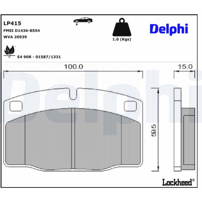 Delphi LP415 Bremsbelagsatz, Scheibenbremse