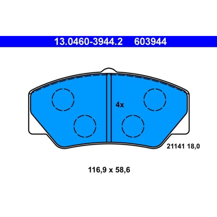 ATE 13.0460-3944.2 Bremsbelagsatz, Scheibenbremse ATE 13.0460-3944.2 Bremsbelagsatz, Scheibenbremse