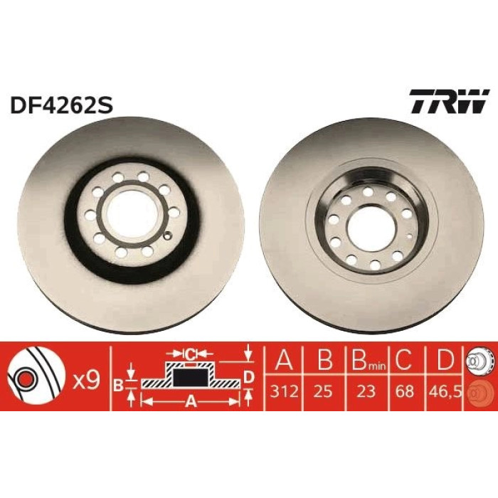 TRW DF4262S Bremsscheibe SINGLE