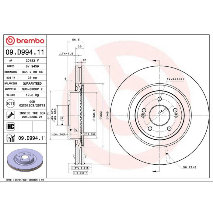 Bremsscheibe 09.D994.11