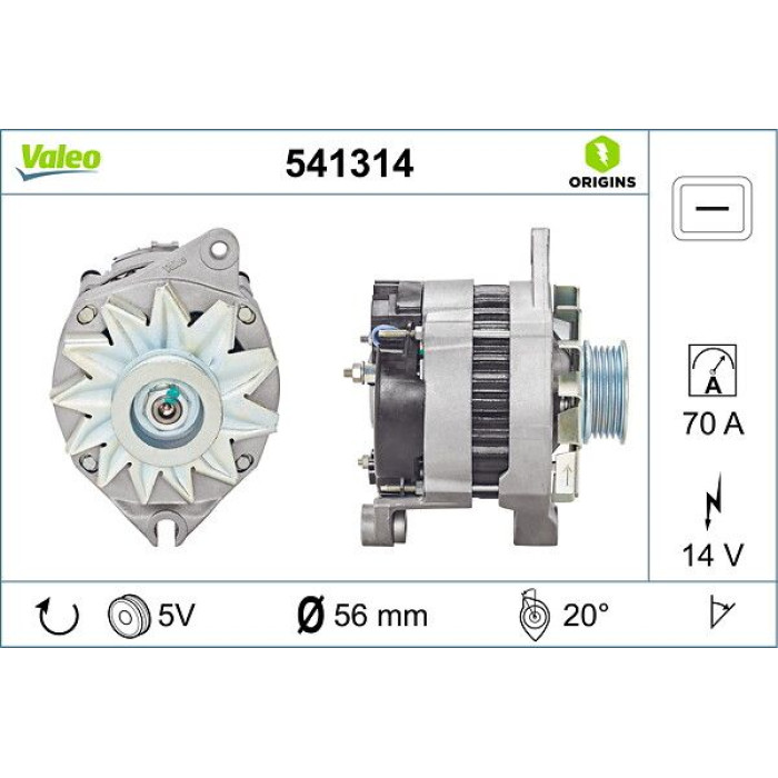 Valeo 541314 Generator ORIGINS - NEW O.E. TECHNOLOGIE Valeo 541314 Generator ORIGINS - NEW O.E. TECHNOLOGIE