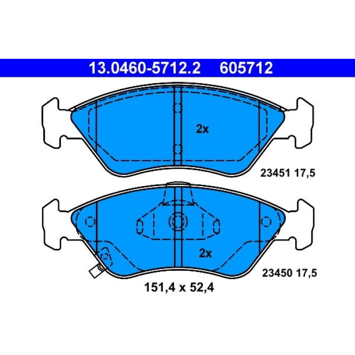 ATE 13.0460-5712.2 Bremsbelagsatz, Scheibenbremse ATE 13.0460-5712.2 Bremsbelagsatz, Scheibenbremse
