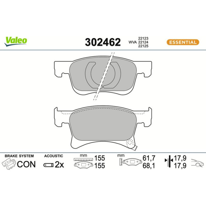 Valeo 302462 Bremsbelagsatz, Scheibenbremse ESSENTIAL