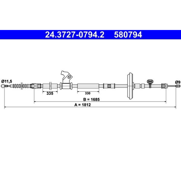 ATE 24.3727-0794.2 Seilzug, Feststellbremse ATE 24.3727-0794.2 Seilzug, Feststellbremse