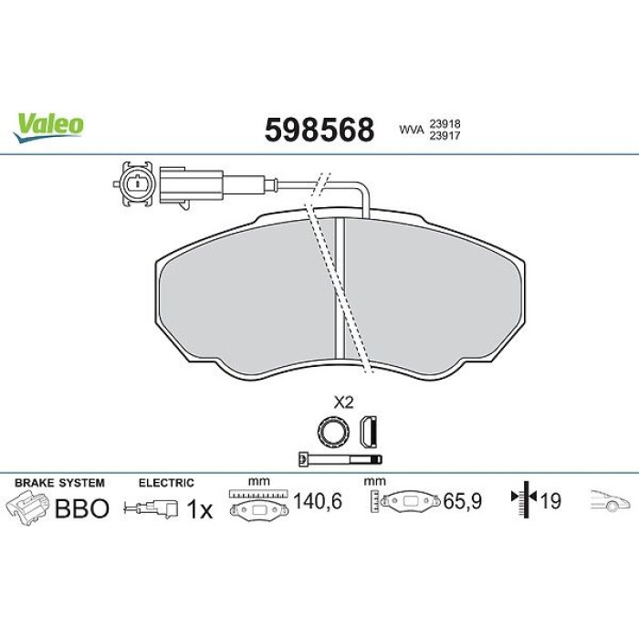Valeo 598568 Bremsbelagsatz, Scheibenbremse