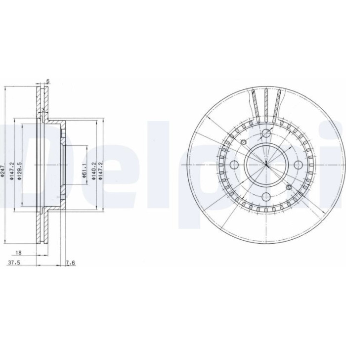 Delphi BG3134 Bremsscheibe Delphi BG3134 Bremsscheibe
