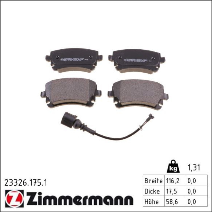 Zimmermann 23326.175.1 Bremsbelagsatz, Scheibenbremse Zimmermann 23326.175.1 Bremsbelagsatz, Scheibenbremse
