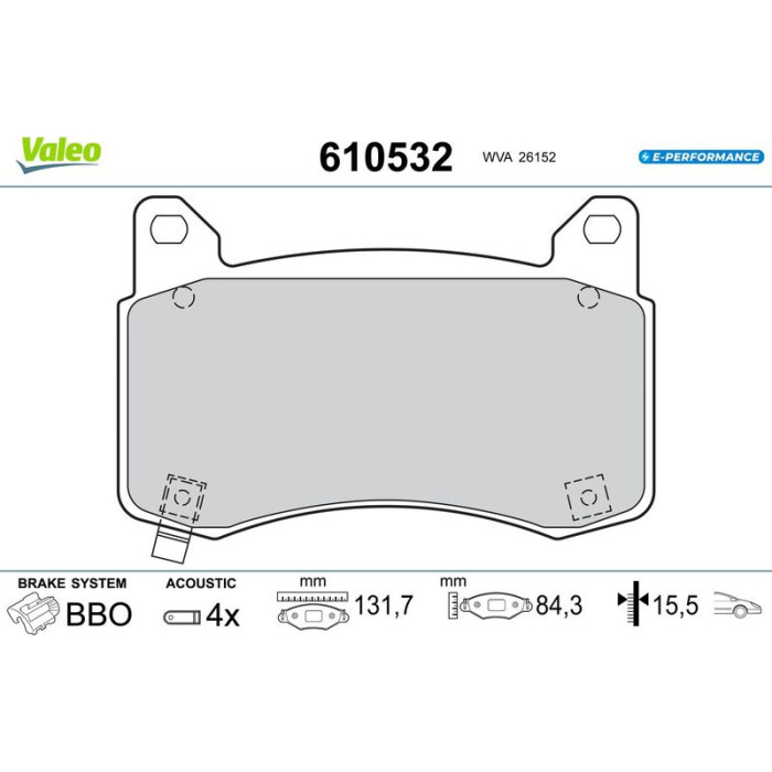 Valeo 610532 Bremsbelagsatz, Scheibenbremse E-PERFORMANCE