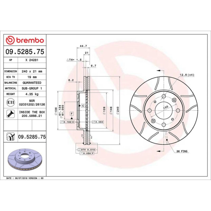 Brembo 09.5285.75 Bremsscheibe XTRA LINE - Max Brembo 09.5285.75 Bremsscheibe XTRA LINE - Max