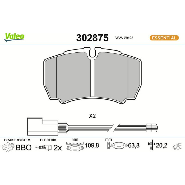 Valeo 302875 Bremsbelagsatz, Scheibenbremse ESSENTIAL