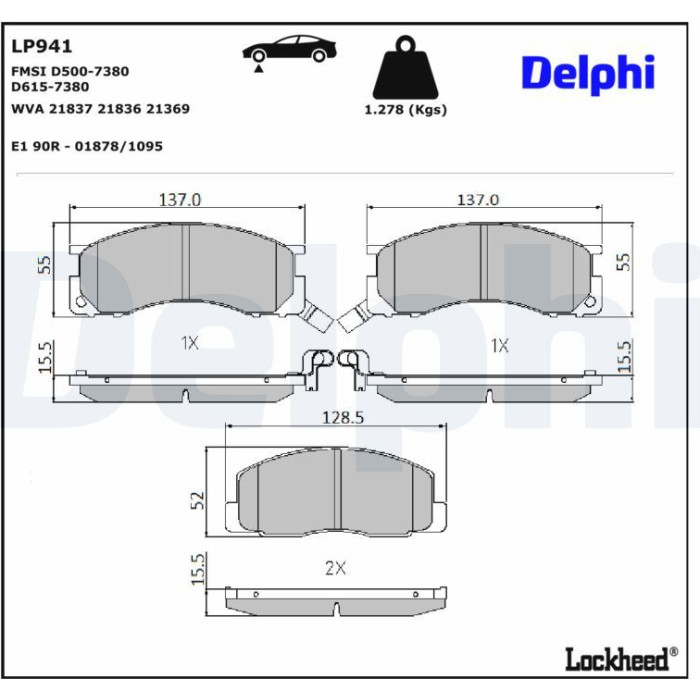 Delphi LP941 Bremsbelagsatz, Scheibenbremse