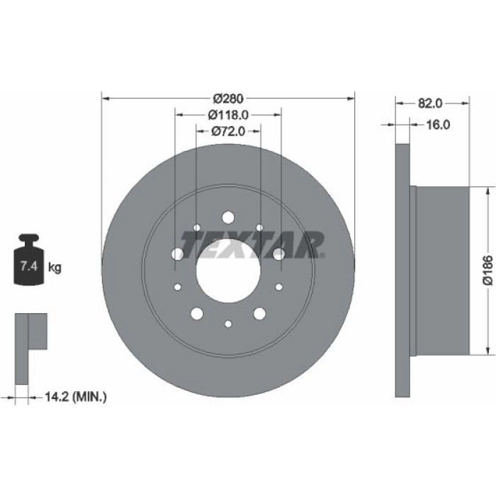 Textar 92116103 Bremsscheibe PRO Textar 92116103 Bremsscheibe PRO