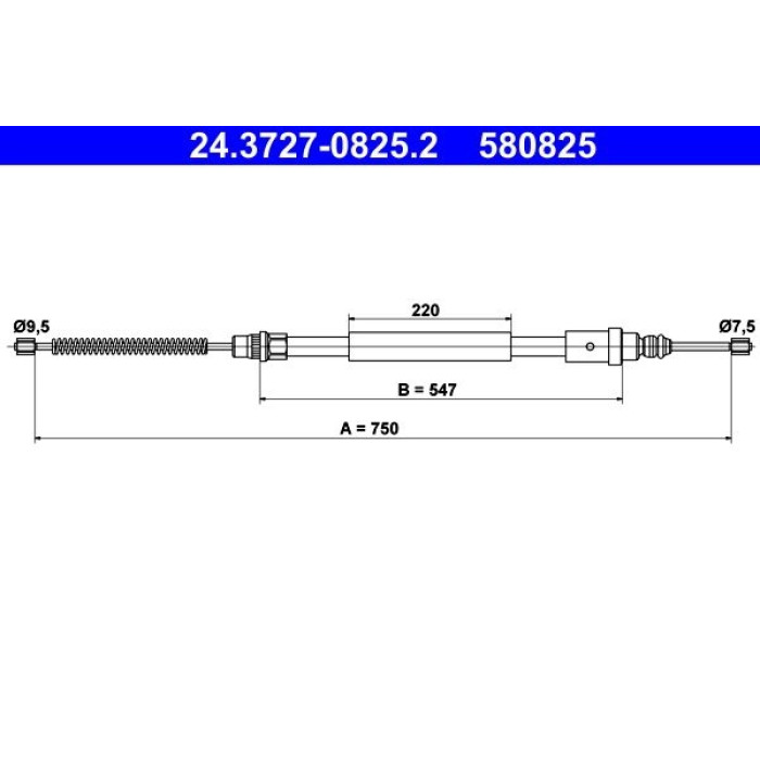 ATE 24.3727-0825.2 Seilzug, Feststellbremse ATE 24.3727-0825.2 Seilzug, Feststellbremse