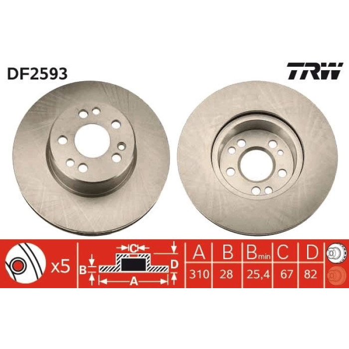 TRW DF2593 Bremsscheibe TRW DF2593 Bremsscheibe
