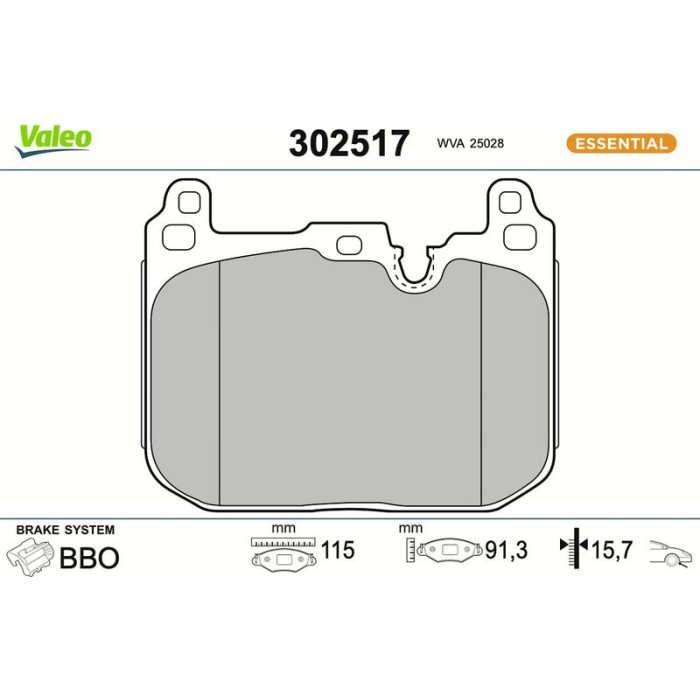 Valeo 302517 Bremsbelagsatz, Scheibenbremse ESSENTIAL Valeo 302517 Bremsbelagsatz, Scheibenbremse ESSENTIAL