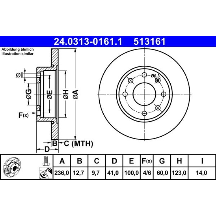 ATE 24.0313-0161.1 Bremsscheibe PowerDisc ATE 24.0313-0161.1 Bremsscheibe PowerDisc