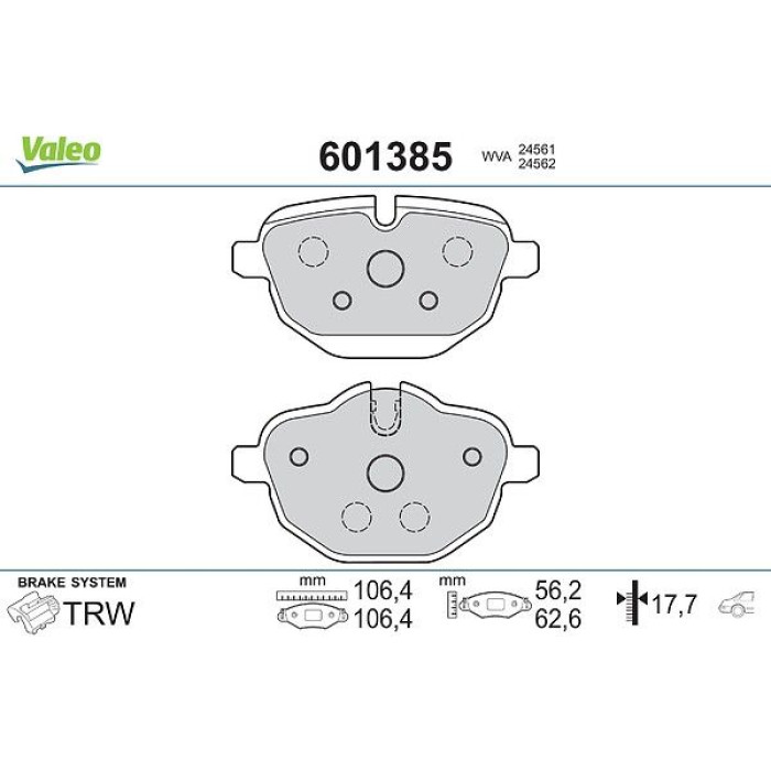 Valeo 601385 Bremsbelagsatz, Scheibenbremse Valeo 601385 Bremsbelagsatz, Scheibenbremse