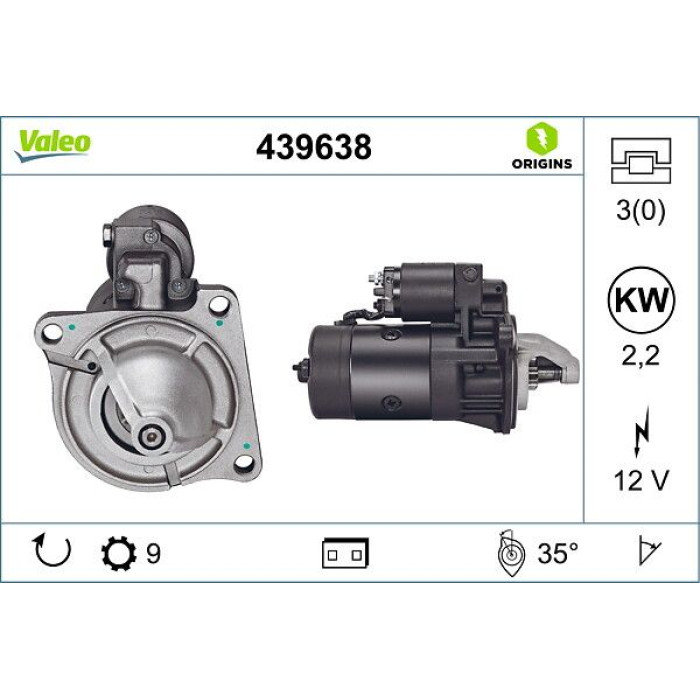 Valeo 439638 Starter ORIGINS - NEW O.E. TECHNOLOGIE Valeo 439638 Starter ORIGINS - NEW O.E. TECHNOLOGIE