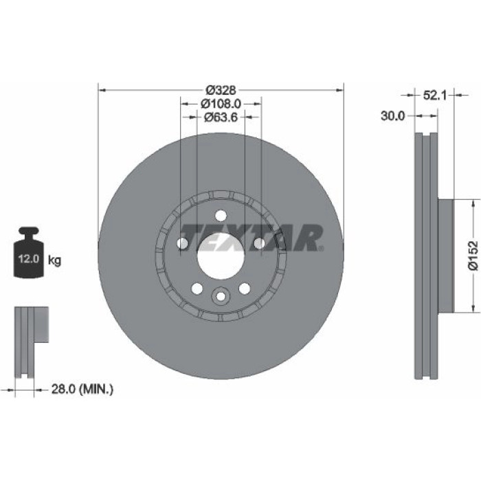 Textar 92196303 Bremsscheibe PRO Textar 92196303 Bremsscheibe PRO